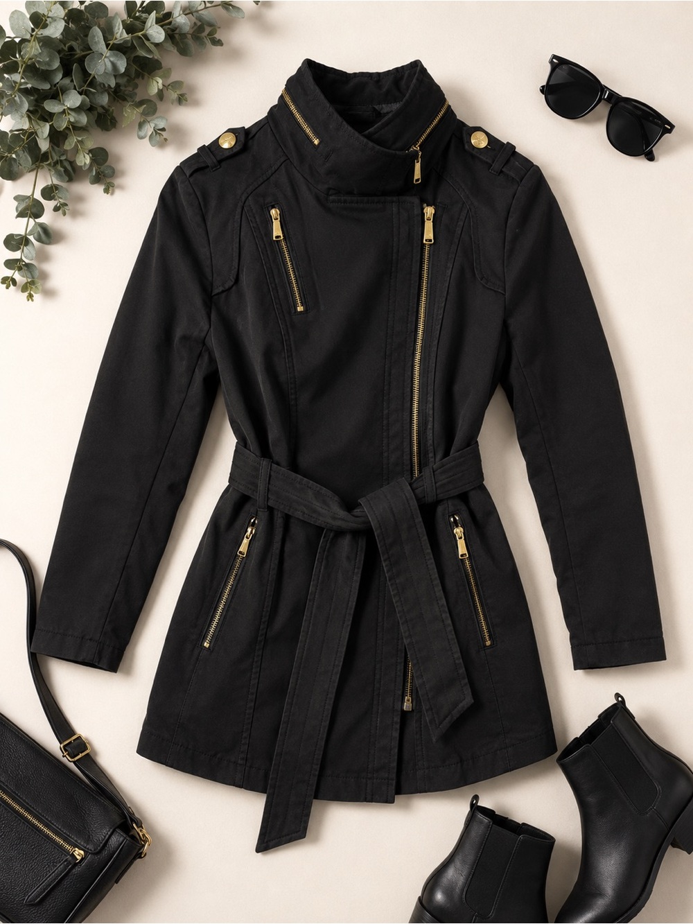 Michael Kors Black Jacket with Cream Label